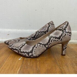 CLARK'S Collection Shoes Heels Tan Brown Snake Print Man Made Size 8.5M NWOB